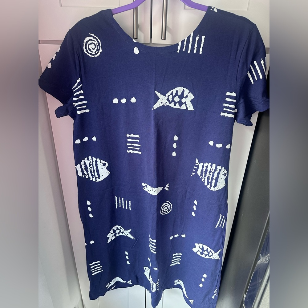 M. Mac Vermont Country Store Short Sleeve Midi T Shirt Dress Blue Small - Picture 3 of 3